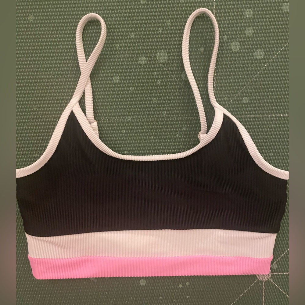 Beach Riot Eva Bra Top Prism Pink & Black Size Medium
